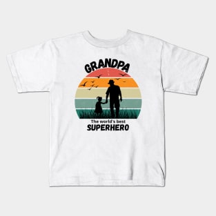 Grandpa the world's best superhero Kids T-Shirt